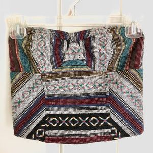 Tribal print strapless crop top